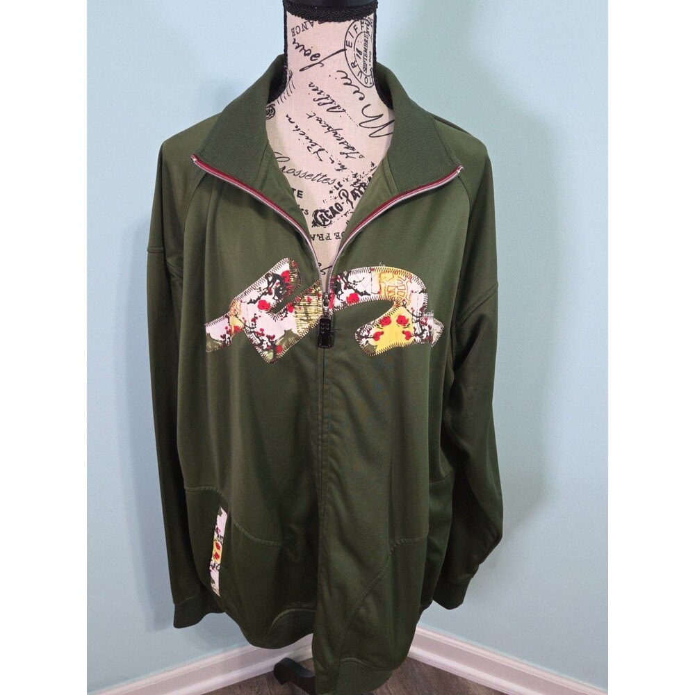 Five Pointz cherry blossom Sakura green zip up jacket / track jacket 3XL Vintage